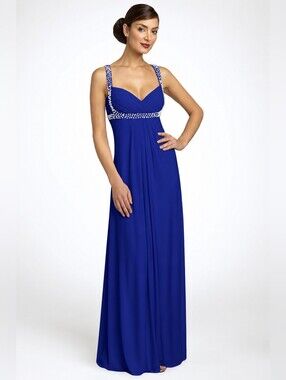 JS Boutique Royal Blue Crystal Evening Gown Size 14 Desperate Housewives Style